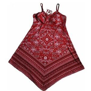 Soft Stretchy Red Handkerchief Spaghetti Strap Dress Juniors M(7/9)
